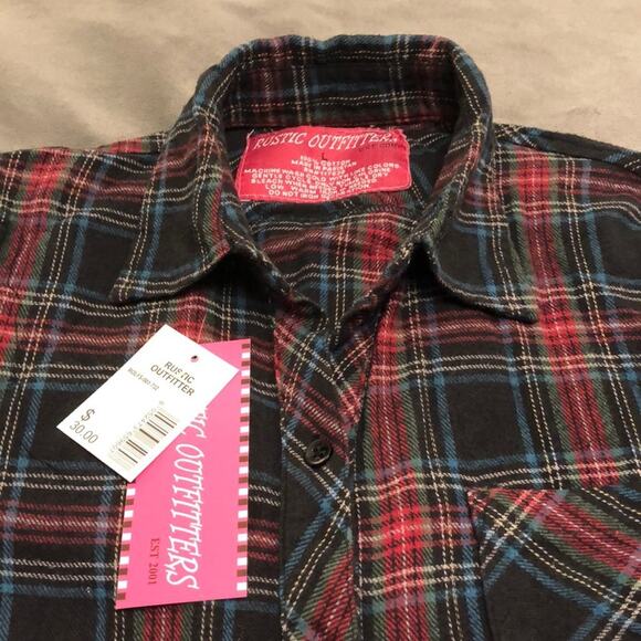 Rustic Outfitter Plaid Flannel Fitted Blouse Juniors Size Large 3/4 Sleeves - Picture 3 of 8